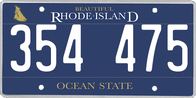 RI license plate 354475