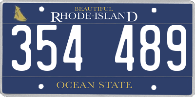 RI license plate 354489