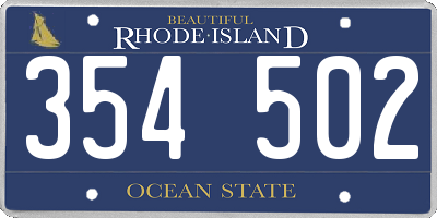 RI license plate 354502