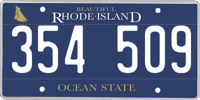 RI license plate 354509
