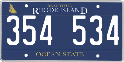 RI license plate 354534