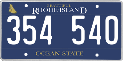 RI license plate 354540