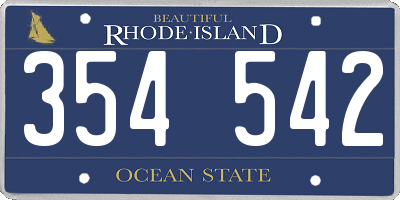 RI license plate 354542