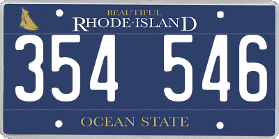 RI license plate 354546