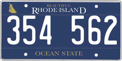 RI license plate 354562