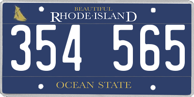 RI license plate 354565