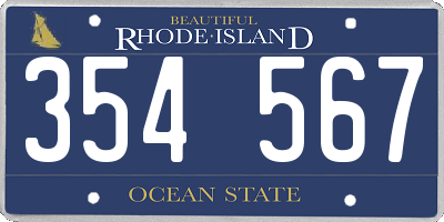 RI license plate 354567