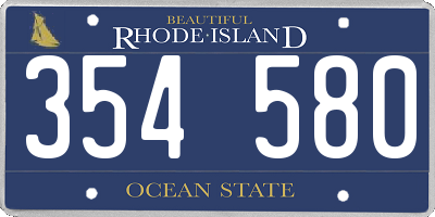 RI license plate 354580