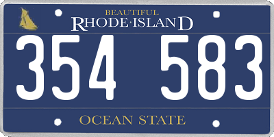 RI license plate 354583