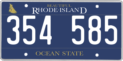 RI license plate 354585