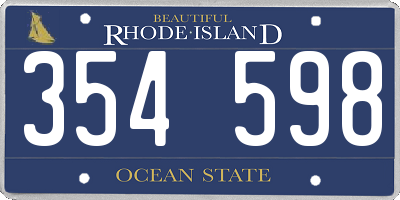 RI license plate 354598