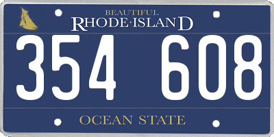 RI license plate 354608