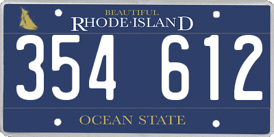 RI license plate 354612