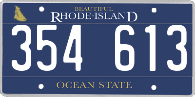 RI license plate 354613