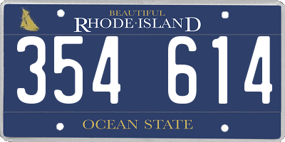 RI license plate 354614