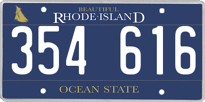 RI license plate 354616