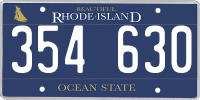 RI license plate 354630