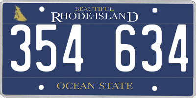 RI license plate 354634
