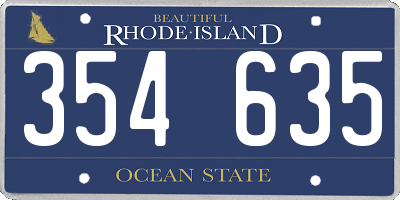 RI license plate 354635