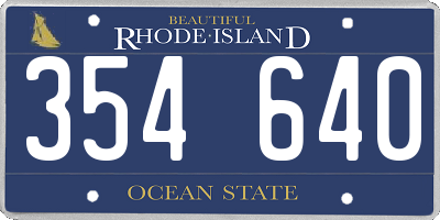 RI license plate 354640