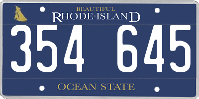 RI license plate 354645