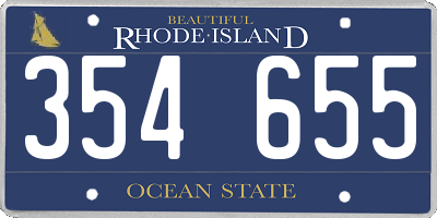 RI license plate 354655