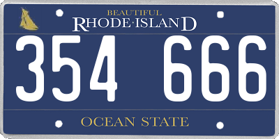 RI license plate 354666
