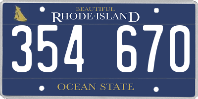 RI license plate 354670