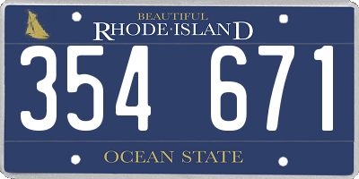 RI license plate 354671
