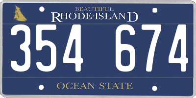 RI license plate 354674