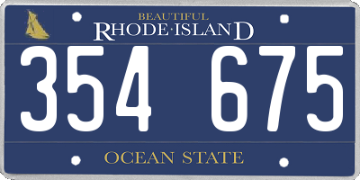 RI license plate 354675