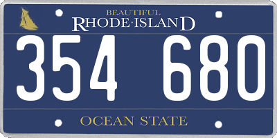 RI license plate 354680