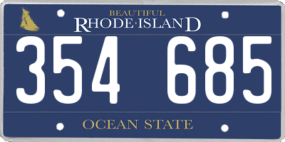 RI license plate 354685