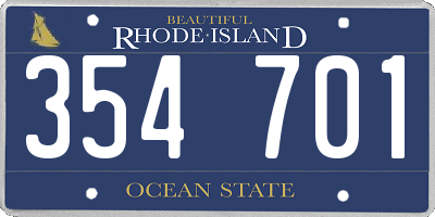 RI license plate 354701
