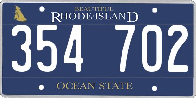 RI license plate 354702
