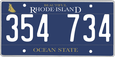 RI license plate 354734