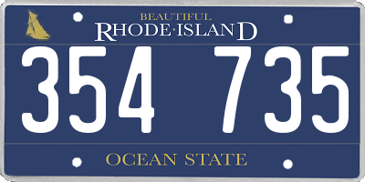 RI license plate 354735