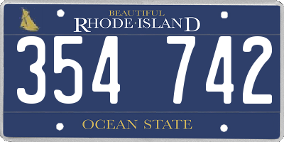 RI license plate 354742