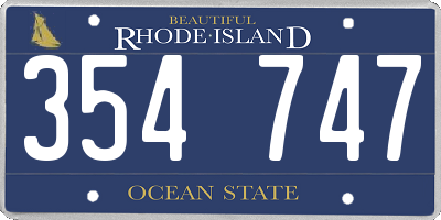 RI license plate 354747