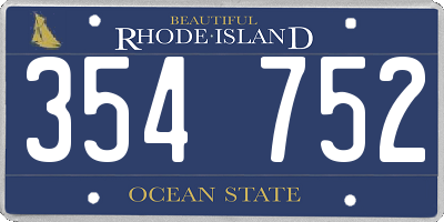 RI license plate 354752