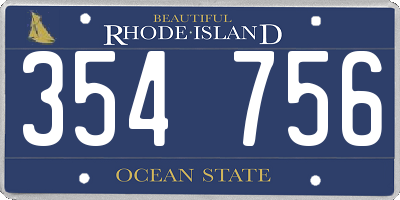 RI license plate 354756
