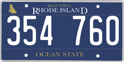 RI license plate 354760