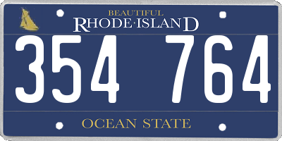 RI license plate 354764