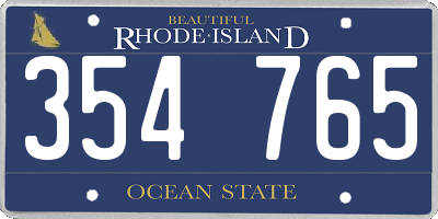RI license plate 354765
