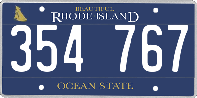 RI license plate 354767