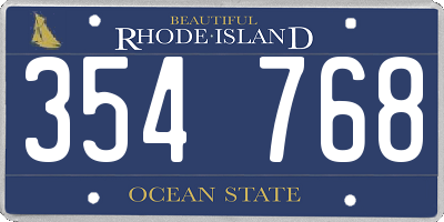 RI license plate 354768