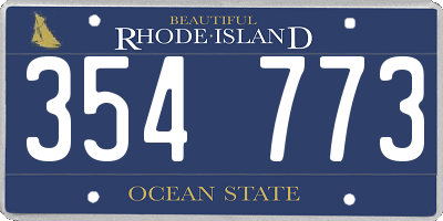 RI license plate 354773