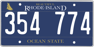 RI license plate 354774