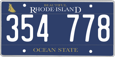 RI license plate 354778