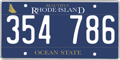 RI license plate 354786
